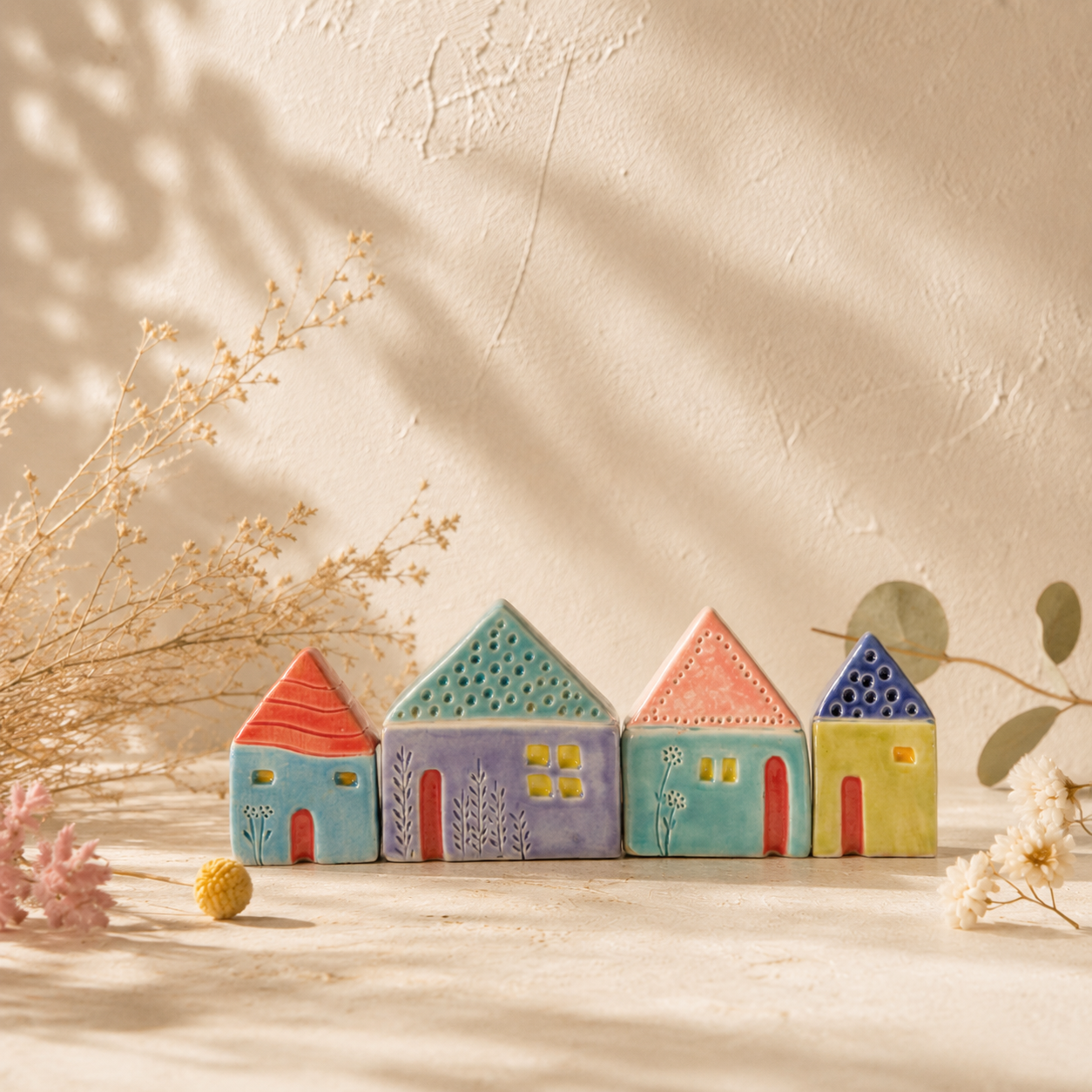 Tiny ceramic houses